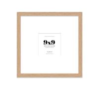 Almost Frameless 9x9 Square Picture Frame, Display Pictures 6x6 With Mat or 9x9 Without Mat, Wall Hanging & Free Standing Photo Frame, Oak, 1 Pack