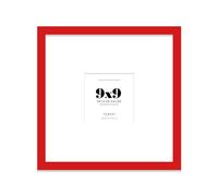 Almost Frameless 9x9 Square Picture Frame, Display Pictures 6x6 With Mat or 9x9 Without Mat, Wall Hanging & Free Standing Photo Frame, Red, 1 Pack