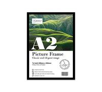 Almost Frameless A2 Black Picture Frame, Fits A2 (42 x 59.4cm - 16.5 x 23.4in) Poster, Photo, or Print. Portrait and Horizontal Wall Hooks