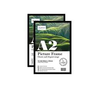 Almost Frameless A2 Black Picture Frame Set of 2, Display A2 Picture Gallery Wall, Poster, Photo, Artwork, or Print, Black