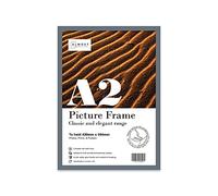 Almost Frameless A2 Grey Picture Frame, Fits A2 (42 x 59.4cm - 16.5 x 23.4in) Poster, Photo, or Print. Portrait and Horizontal Wall Hooks