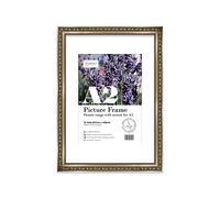 Almost Frameless A2 Gunmetal Ornate Picture Frame With White Mount for A3 (29.7 x 42cm - 11.7 x 16.5in) Poster, Photo, Artwork, or Print. Elegant Style Portrait and Landscape Display with Wall Hooks