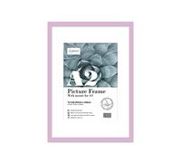 Almost Frameless A2 Lilac Picture Frame With White Mount for A3 (29.7 x 42cm - 11.7 x 16.5in) Print, Photo, or Poster. Portrait and Horizontal Wall Hooks