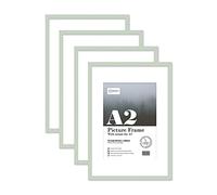 Almost Frameless A2 Mint Green Picture Frame Set of 4, Display A3 Pictures with Mount or A5 Without Mount Gallery Wall, Poster, Photo, Artwork, or Print, Mint Green