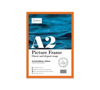 Almost Frameless A2 Orange Picture Frame Fits A2 (42 x 59.4cm - 16.5 x 23.4in) Poster, Photo, Artwork, or Print. Thin Edge Slim Frame Portrait and Landscape Display with Wall Hooks