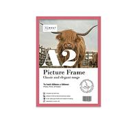 Almost Frameless A2 Pink Picture Frame, Fits A2 (42 x 59.4cm - 16.5 x 23.4in) Poster, Photo, or Print. Portrait and Horizontal Wall Hooks