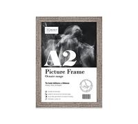 Almost Frameless A2 Walnut Ornate Picture Frame Fits A2 (42 x 59.4cm - 16.5 x 23.4in) Poster, Photo, Artwork, or Print. Shabby Chic Style Portrait and Landscape Display with Wall Hooks
