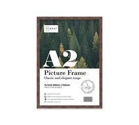 Almost Frameless A2 Walnut Picture Frame Fits A2 (42 x 59.4cm - 16.5 x 23.4in) Poster, Photo, Artwork, or Print. Thin Edge Slim Frame Portrait and Landscape Display with Wall Hooks