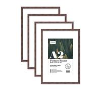 Almost Frameless A2 Walnut Picture Frame Set of 4, Display A3 Pictures with Mount or A5 Without Mount Gallery Wall, Poster, Photo, Artwork, or Print, Walnut