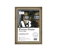 Almost Frameless A3 Champaign Ornate Picture Frame Fits A3 (29.7 x 42cm - 11.7 x 16.5in) Poster, Photo, Artwork, or Print. Elegant Style Portrait and Landscape Display with Wall Hooks