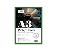 Almost Frameless A3 Green Picture Frame, Fits A3 (29.7 x 42cm - 11.7 x 16.5in) Poster, Photo, or Print. Portrait and Horizontal Wall Hooks
