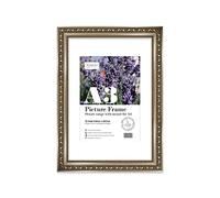 Almost Frameless A3 Gunmetal Ornate Picture Frame With White Mount for A4 (21 x 29.7cm -8.3 x 11.7in) Poster, Photo, Artwork, or Print. Antique Style Portrait and Landscape Display with Wall Hooks