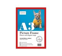 Almost Frameless A3 Red Picture Frame, Fits A3 (29.7 x 42cm - 11.7 x 16.5in) Poster, Photo, or Print. Portrait and Horizontal Wall Hooks