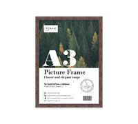 Almost Frameless A3 Walnut Picture Frame Fits A3 (29.7 x 42cm - 11.7 x 16.5in) Poster, Photo, Artwork, or Print. Thin Edge Slim Frame Portrait and Landscape Display with Wall Hooks