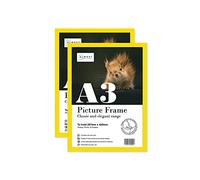 Almost Frameless A3 Yellow Picture Frame Set of 2, Display A3 Picture Gallery Wall, Poster, Photo, Artwork, or Print, Yellow