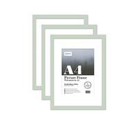 Almost Frameless A4 Mint Green Picture Frame Set of 3, Display A5 Pictures with Mount or A5 Without Mount Gallery Wall, Poster, Photo, Artwork, or Print, Mint Green