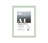 Almost Frameless A4 Mint Green Picture Frame With Mount for A5 (14.8 x 21cm - 5.8 x 8.3in) Poster, Photo, Artwork, or Print. Thin Edge Slim Frame Portrait and Landscape Display with Wall Hooks