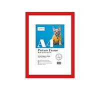 Almost Frameless A4 Red Picture Frame With White Mount for A5 (14.8 x 21cm - 5.8 x 8.3in) Print, Photo, or Poster. Portrait and Horizontal Wall Hooks/kickstand Wall Art Display