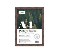 Almost Frameless A4 Walnut Picture Frame Fits A4 (21 x 29.7cm - 8.3 x 11.7in) Poster, Photo, Artwork, or Print. Thin Edge Slim Frame Portrait and Landscape Display with Wall Hooks