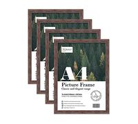 Almost Frameless A4 Walnut Picture Frame Set of 4, Display A4 Picture Gallery Wall, Poster, Photo, Artwork, or Print, Walnut