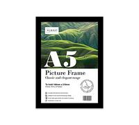 Almost Frameless A5 Black Picture Frame, Fits A5 (14.8 x 21cm - 5.8 x 8.3in) Poster, Photo, or Print. Portrait and Horizontal Wall Hooks/Kickstand Wall Art Display