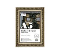 Almost Frameless A5 Champaign Ornate Picture Frame Fits A5 (14.8 x 21cm - 5.8 x 8.3in) Poster, Photo, Artwork, or Print. Opulent Style Portrait and Landscape Display with Wall Hooks