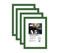 Almost Frameless A5 Green Picture Frame Set of 4, Display A6 Pictures with Mount or A5 Without Mount Gallery Wall, Poster, Photo, Artwork, or Print, Green