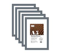 Almost Frameless A5 Grey Picture Frame Set of 5, Display A6 Pictures with Mount or A5 Without Mount Gallery Wall, Poster, Photo, Artwork, or Print, Grey