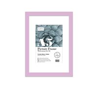 Almost Frameless A5 Lilac Picture Frame With White Mount for A6 (10.5 x 14.8cm - 4.1 x 5.8in) Print, Photo, or Poster. Portrait and Horizontal Wall Hooks/kickstand Wall Art Display