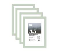 Almost Frameless A5 Mint Green Picture Frame Set of 4, Display A6 Pictures with Mount or A5 Without Mount Gallery Wall, Poster, Photo, Artwork, or Print, Mint Green