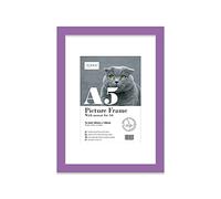 Almost Frameless A5 Purple Picture Frame With White Mount for A6 (10.5 x 14.8cm - 4.1 x 5.8in) Print, Photo, or Poster. Portrait and Horizontal Wall Hooks/kickstand Wall Art Display