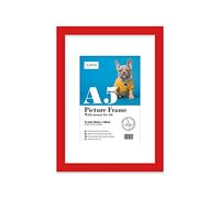 Almost Frameless A5 Red Picture Frame With White Mount for A6 (10.5 x 14.8cm - 4.1 x 5.8in) Print, Photo, or Poster. Portrait and Horizontal Wall Hooks/kickstand Wall Art Display
