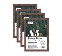 Almost Frameless A5 Walnut Picture Frame Set of 4, Display A5 Picture Gallery Wall, Poster, Photo, Artwork, or Print, Walnut