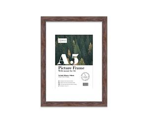 Almost Frameless A5 Walnut Picture Frame With Mount for A6 (10.5 x 14.8cm - 4.1 x 5.8in) Poster, Photo, Artwork, or Print. Thin Edge Slim Frame Portrait and Landscape Display with Wall Hooks