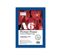 Almost Frameless A6 Blue Picture Frame 4.1"x5.8"(10.5x14.8cm) Poster, Photo, Artwork, or Print. Thin Edge Slim Frame Portrait and Landscape Display with Wall Hooks