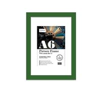 Almost Frameless A6 Green Picture Frame With Mount for A7 Print, Poster or Photo Poster, Photo, Artwork, or Print. Thin Edge Slim Frame Portrait and Landscape Display with Wall Hooks