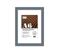 Almost Frameless A6 Grey Picture Frame With Mount for A7 Print, Poster or Photo Poster, Photo, Artwork, or Print. Thin Edge Slim Frame Portrait and Landscape Display with Wall Hooks