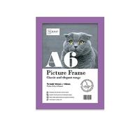 Almost Frameless A6 Purple Picture Frame 4.1"x5.8"(10.5x14.8cm) Poster, Photo, Artwork, or Print. Thin Edge Slim Frame Portrait and Landscape Display with Wall Hooks