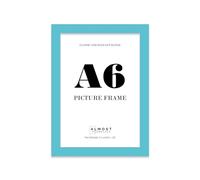 Almost Frameless A6 Turquoise Picture Frame 4.1"x5.8"(10.5x14.8cm) Poster, Photo, Artwork, or Print. Thin Edge Slim Frame Portrait and Landscape Display with Wall Hooks