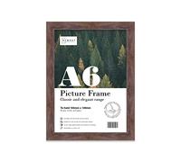 Almost Frameless A6 Walnut Picture Frame 4.1"x5.8"(10.5x14.8cm) Poster, Photo, Artwork, or Print. Thin Edge Slim Frame Portrait and Landscape Display with Wall Hooks