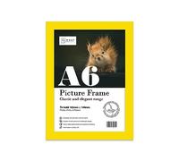 Almost Frameless A6 Yellow Picture Frame 4.1"x5.8"(10.5x14.8cm) Poster, Photo, Artwork, or Print. Thin Edge Slim Frame Portrait and Landscape Display with Wall Hooks