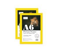 Almost Frameless A6 Yellow Picture Frame Set of 2, Display A6 Picture Gallery Wall, Poster, Photo, Artwork, or Print, Yellow