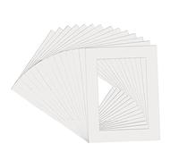 Almost Frameless - Pack of 10-6x6" Mount for 4x4" Print. Bright White Acid-Free Picture Frame Mat, Machine Cut Bevel, White Core Museum Quality.