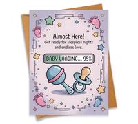Almost Here Baby Loading Baby Shower Card Pregnancy Gift for Expecting Mom Dad Newborn Congratulations New Parents - Size 6.3"x4.7" Blank Inside with Kraft Envelope