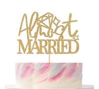Almost Merried Cake Topper,Glitter Gold Paper Just Married Cake Toppers for Wedding Rehearsal Engagement Party Decors