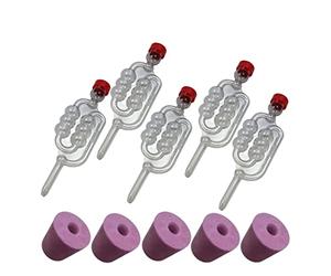 Almost Off Grid 5 x Bubbler Airlocks and 5 x Bored Rubber Bungs for Glass Demijohns, Homebrewing, Beer, Wine & Cider Making, Fermenting