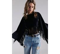 Almost There Suede Poncho Jacket at Free People in Black, Size: M/L - female