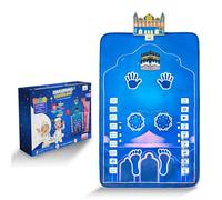 ALMOSTAQIM Educational Prayer Mat - Interactive Prayer Mats for Children, Built-in Compass, 50 Touch Sensitive Buttons, LCD Counter, Professional Quran Reciter - 47 x 27 cm (Boys Edition
