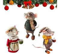 Almpuxee 3 Pcs Cute Needle Felted Mouse, Cute Wool Felted Mouse Christmas Decoration
