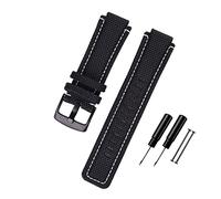 ALMVIS 24 * 16mm Watch Strap Fit For Timex T2N720 T2N721 TW2T76500 6300 6400 Series Nylon+ Leather Replacement Watch Bracelet For Men Women(Black-black buckle)